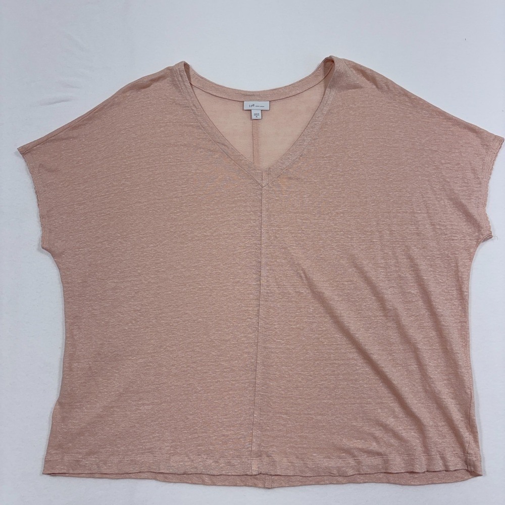J Jill Love Linen V Neck Dolman‎ T-shirt Sz XL Slouchy Beach Coastal Breathable